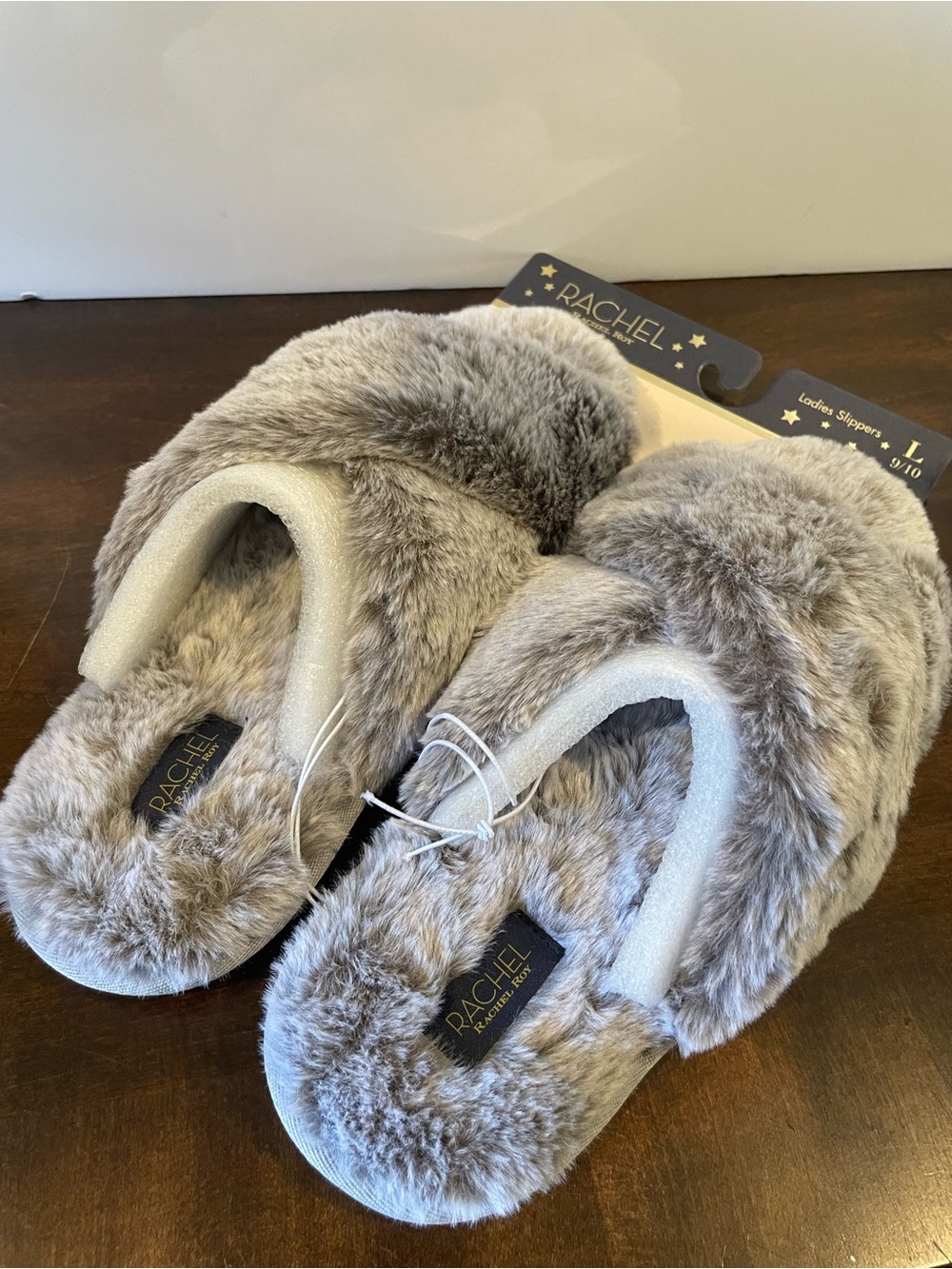 RACHEL Rachel Roy Plush Cross-Band Slippers — Taupe - Picture 2 of 3